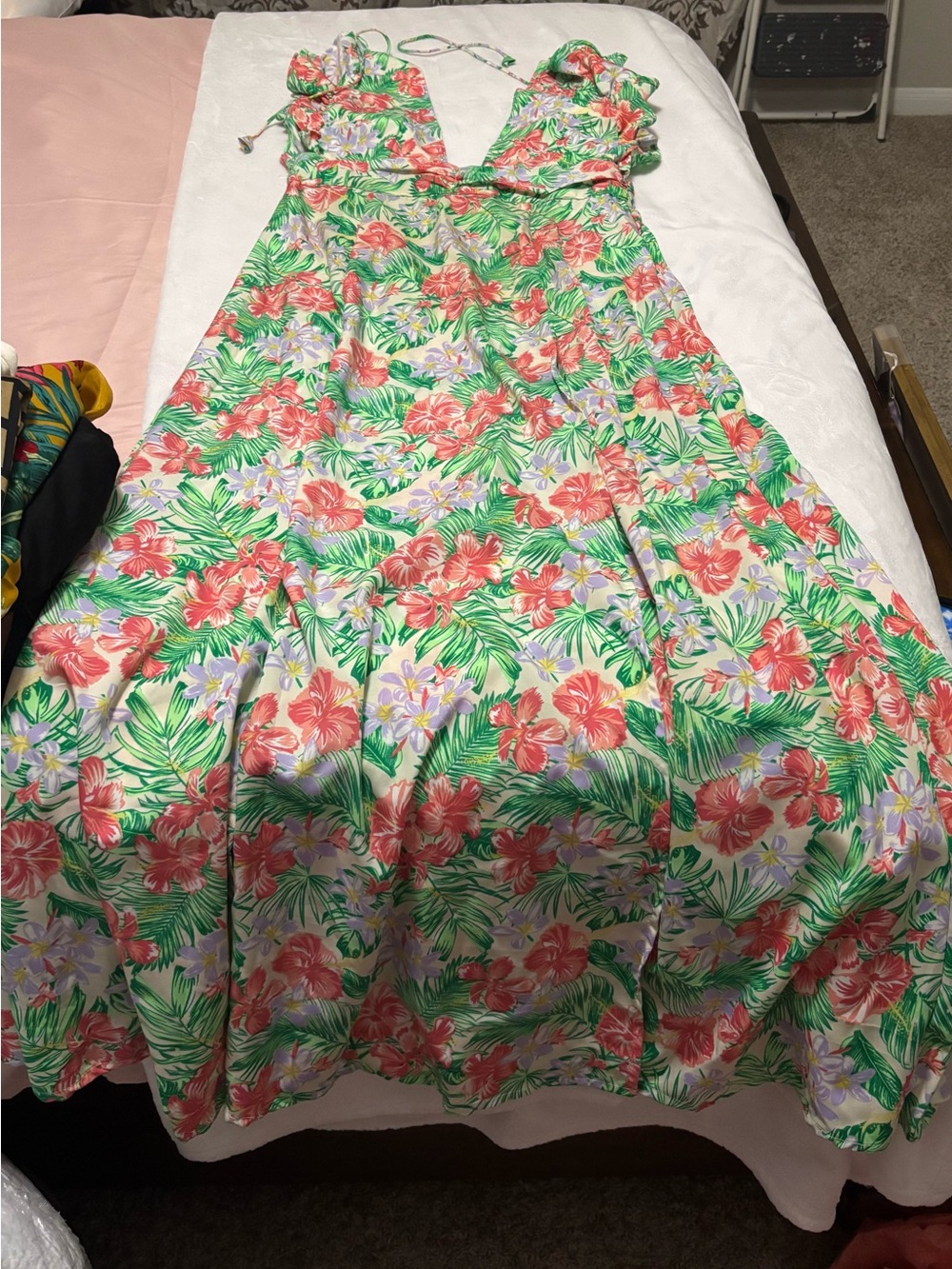 Floral Green Tropical Maxi dress